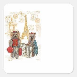 Yorkie Eiffeltoren Parijs Vierkante Sticker
