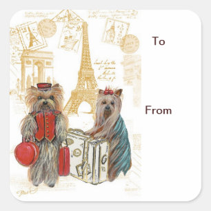 Yorkie Eiffeltoren Paris Cadeau Labels