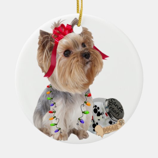 Yorkie gelooft in Santa Ornament (Voorkant)