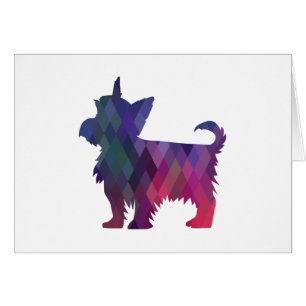 Yorkie Geometric Pattern Silhouette Paarse Card