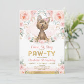 Yorkie Girls Birthday Party | Yorkshire Terrier Kaart (Staand voorkant)