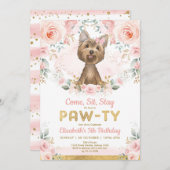 Yorkie Girls Birthday Party | Yorkshire Terrier Kaart (Voorkant / Achterkant)