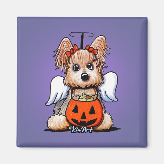 Yorkie Halloween Angel Magnet (Devant)