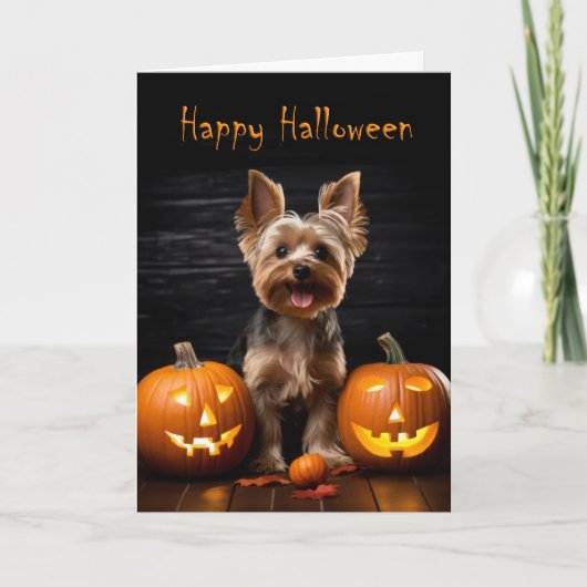 Yorkie Halloween Kaart (Voorkant)