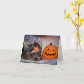 Yorkie Halloween Notecard Kaart (Gele Bloem)