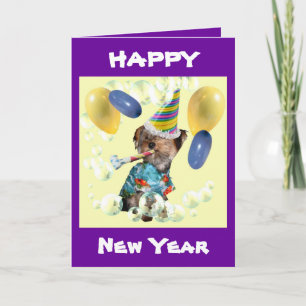 Yorkie Happy New Year Kaart