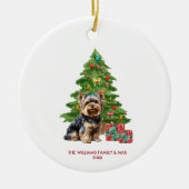 Yorkie hond gepersonaliseerde kerst keramisch ornament (Voorkant)