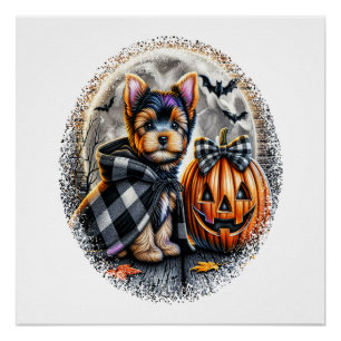 Yorkie Hond Halloween Perfect Poster