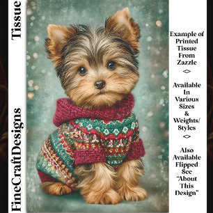 Yorkie-hond in kersttrui DS2L decoupage Tissuepapier