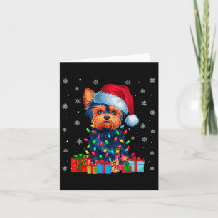 Yorkie hond lelijke kerstverlichting Santa Hat Yor Kaart