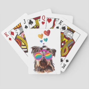 Yorkie-hond met harten Valentijnsdag Pokerkaarten