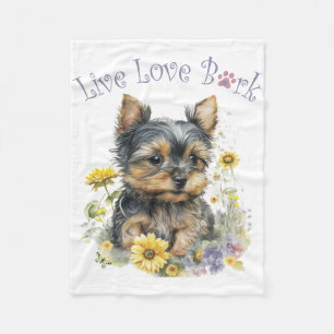 Yorkie-hond Moeder Bloemstuk Fleece Deken