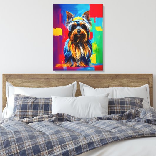 Yorkie hond Pop Art Canvas Afdruk (Insitu (Slaapkamer))