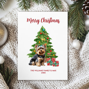 Yorkie-hondenfamilie Kerstmis Feestdagenkaart