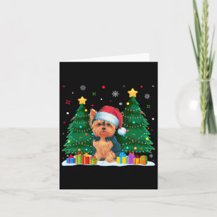 Yorkie Hondenliefhebbers Santa Hat Lelijke Kersttr Kaart