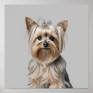Yorkie Illustration Wall Art voor Hondenliefhebber Poster