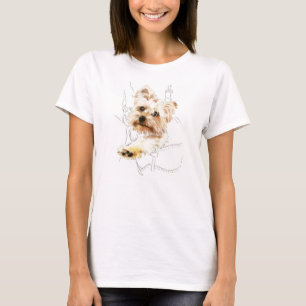 Yorkie in rugzak – Kleurtekening T-shirt