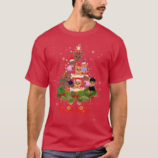 Yorkie kerstboom Lights Cute Santa Hat Dog Lo T-shirt