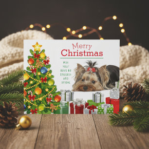 Yorkie kerstcadeaukaart voor feestdagen
