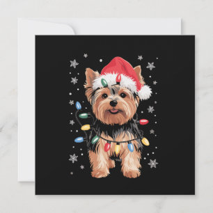 Yorkie Kersthond Lange Kerst Geschenk Feestdagenkaart