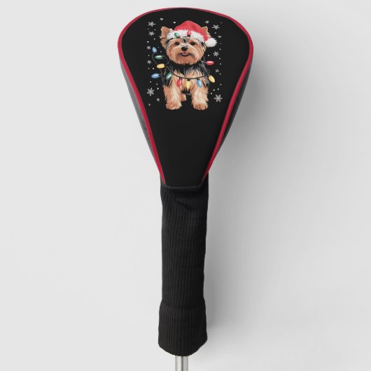 Yorkie Kersthond Lange Kerst Geschenk Golfheadcover (Voorkant)