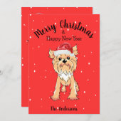 Yorkie Kerstmis Feestdagenkaart (Voorkant / Achterkant)