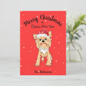 Yorkie Kerstmis Feestdagenkaart (Staand voorkant)