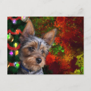 Yorkie Kerstmis Feestdagenkaart