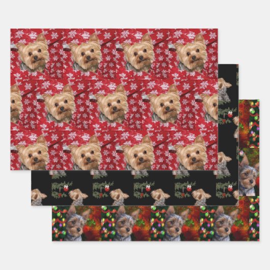 Yorkie Kerstmis Inpakpapier Vel (Set)