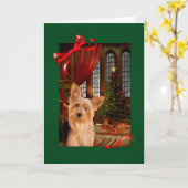 Yorkie Kerstmis Kaart (Gele Bloem)