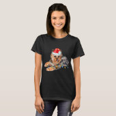 Yorkie Kerstmis Light Puppy Dog Xmas Funny T-shirt (Voorkant volledig)