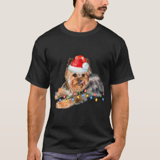 Yorkie Kerstmis Light Puppy Dog Xmas Funny T-shirt
