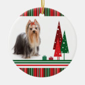 Yorkie kerstversiering keramisch ornament (Voorkant)