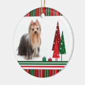 Yorkie kerstversiering keramisch ornament (Links)