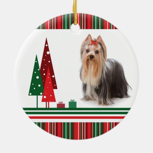 Yorkie kerstversiering keramisch ornament (Achterkant)