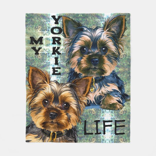 Yorkie-leven Fleece Deken (Voorkant)