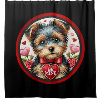 Yorkie Love Douche rideau - Adorable Saint Valenti