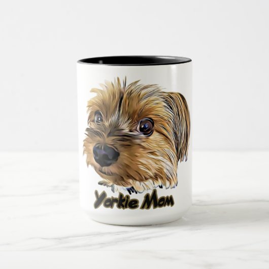 Yorkie Ma Cute Yorkshire Terrier Yorkie face Mok (Midden)