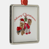 Yorkie Merry kerst Metalen Ornament (Rechts)