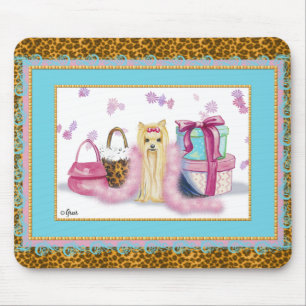 Yorkie met Leopard Animal Print Mousepad Muismat