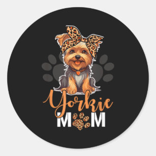 Yorkie moeder yorkshire luipaard hondenliefhebbers ronde sticker
