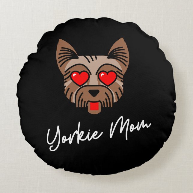 Yorkie Mom 3 Rond Kussen (Voorkant)