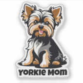 Yorkie Mom Die-Cut Sticker | Aangepaste tekst besc (Voorkant)