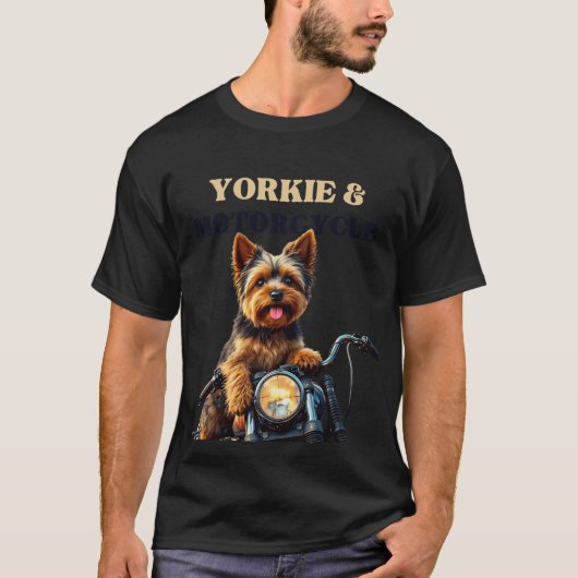 Yorkie motorrijder  T-shirt (Voorkant)