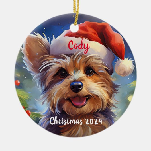 Yorkie Ornement de Noël personnalisé (Devant)