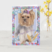 Yorkie Oublie Moi Pas Carte Mémorial (Fleur jaune)