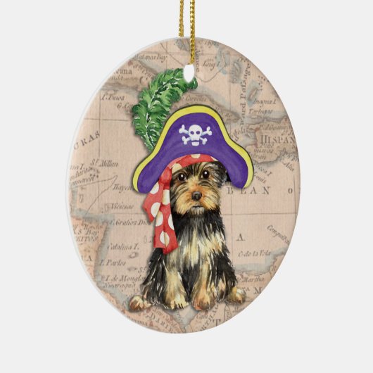 Yorkie Pirate Keramisch Ornament (Rechts)