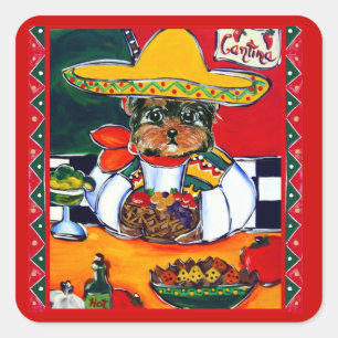 Yorkie Poo Cinco de Mayo Vierkante Sticker