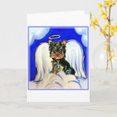 Yorkie Poo Engel Kaart (Gele Bloem)