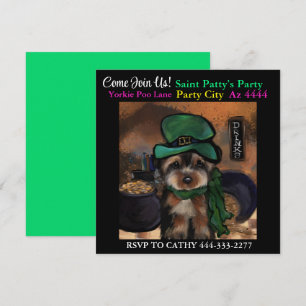 Yorkie Poo Feestje  Kaart